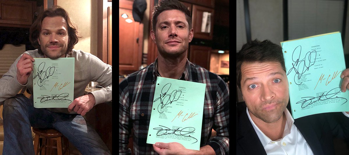 Jared, Jensen, & me with the signed Scoobynatural script.