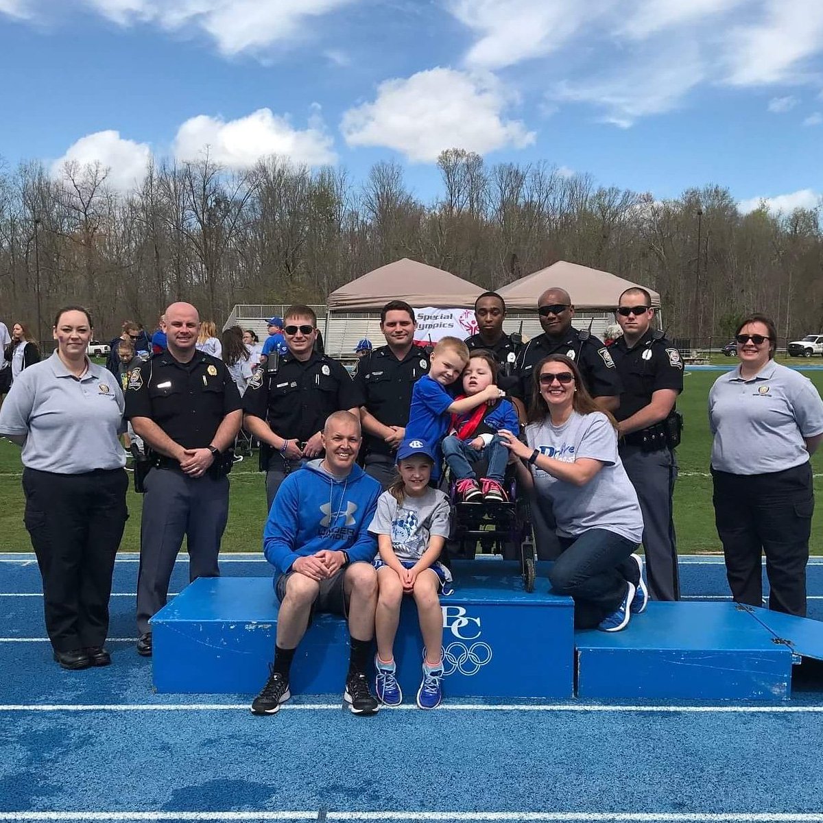 Today, Region 3 Officers assisted Banks County School District with their annual Special Olympics, in support of Region 3 SGT Luke Montgomery and his daughter Karleigh.  Pictured are Luke and his wife Rebekah, and their kids, along with Region 3 Officers. #gamccd