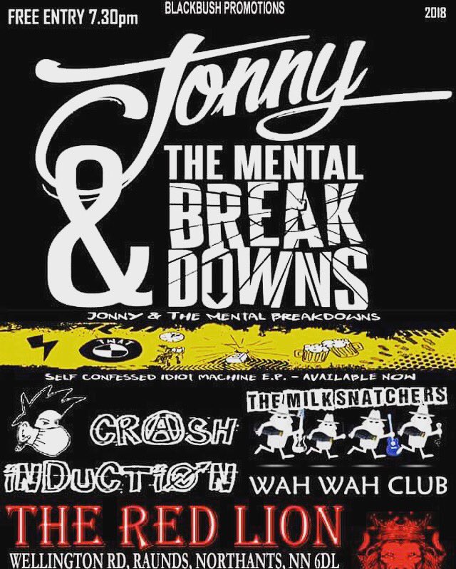 Wah Wah Club (@wahwahclub4) on Twitter photo Partying over at The Red Lion Raunds tomorrow W/ Jonny & the Mental Break Downs, <a href="/CrashInduction/">Crash Induction</a> & <a href="/Milksnatchers/">The Milksnatchers</a>
<a href="/NrthmptonEvents/">NN Events</a> Partying over at The Red Lion Raunds tomorrow W/ Jonny & the Mental Break Downs, <a href="/CrashInduction/">Crash Induction</a> & <a href="/Milksnatchers/">The Milksnatchers</a>
<a href="/NrthmptonEvents/">NN Events</a>