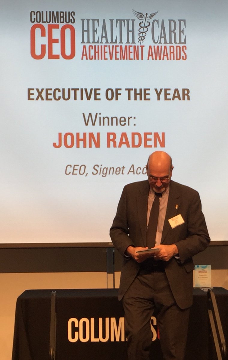 SignetAccel's tweet image. We could not be more proud of our CEO John Raden. Last night, he was awarded the much-deserved title of Executive of the Year from @columbusceomag in its Healthcare Achievement Awards. 
#columbusceo #ceohealth