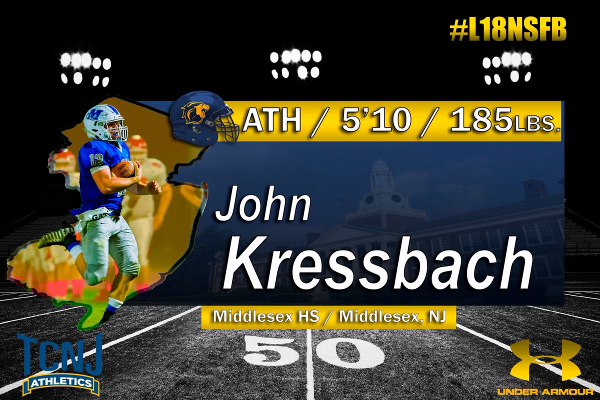 TCNJfootball's tweet photo. The Pride welcomes incoming #L18NSFB John Kressbach. #JoinedTheHunt18 More to come. @GoJaysAthletics @MHSMiddlesexNJ https://t.co/87sc4gtwNd