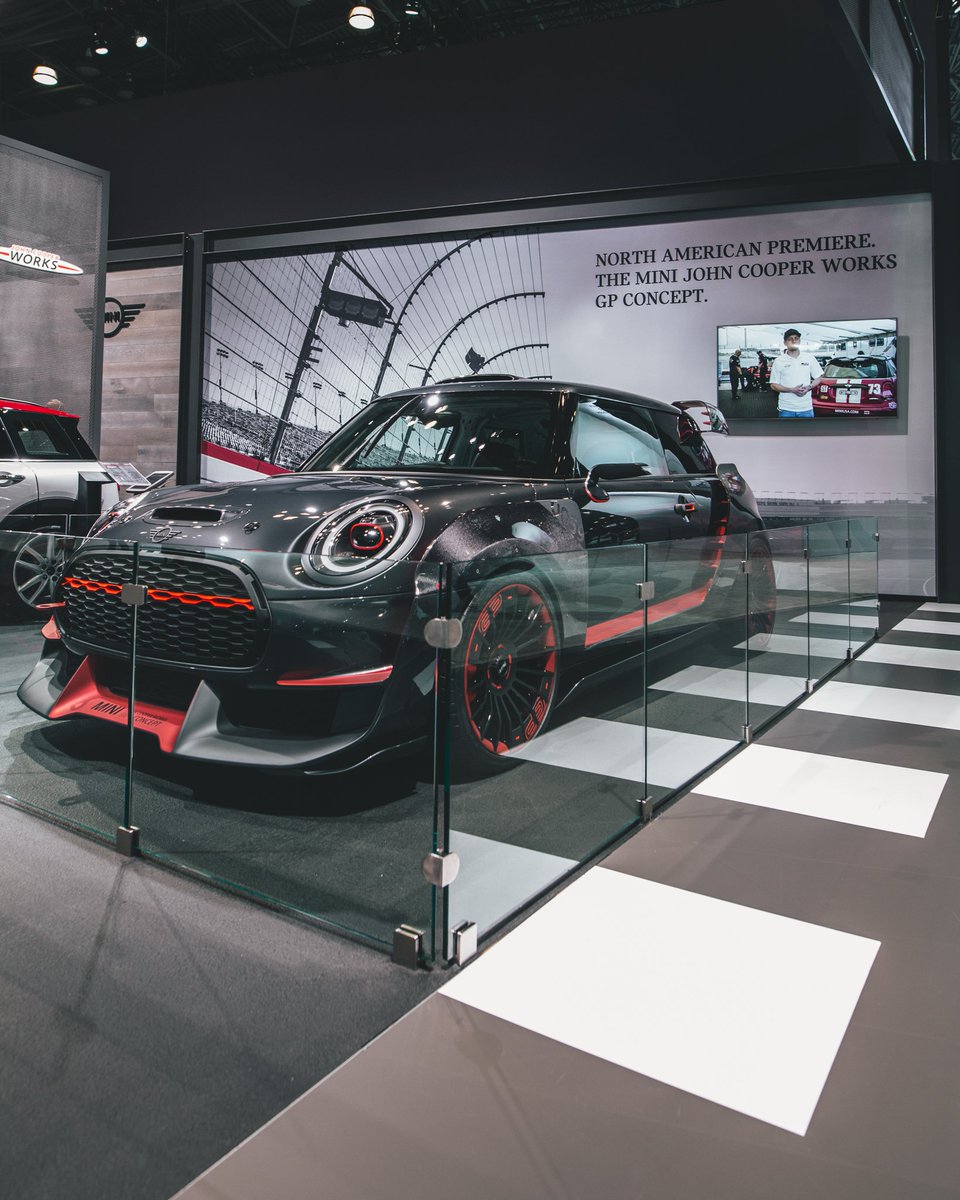 MINIUSA's tweet photo. Conceived for the streets, but born on the racetrack. Get a first look at our MINI #JohnCooperWorks #GPConcept at the @NYAutoShow now through April 3rd! #NYIAS #NYIAS2018 https://t.co/d75C7ilO7f