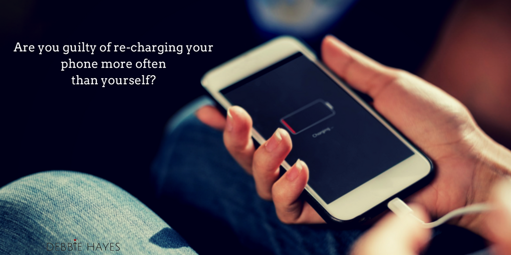 DebbieHayesHQ's tweet photo. Are you guilty of re-charging your phone more often than yourself?

Do something you LOVE this weekend to recharge your own "batteries" https://t.co/XE15F65xMK