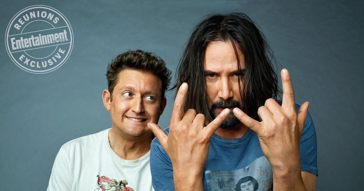movienonsense's tweet photo. Bill and Ted Keanu Reeves and Alex Winter back together again. Hopefully we finally get to see Bill and Ted 3 #Bill&amp;Ted https://t.co/j4coYUUH55