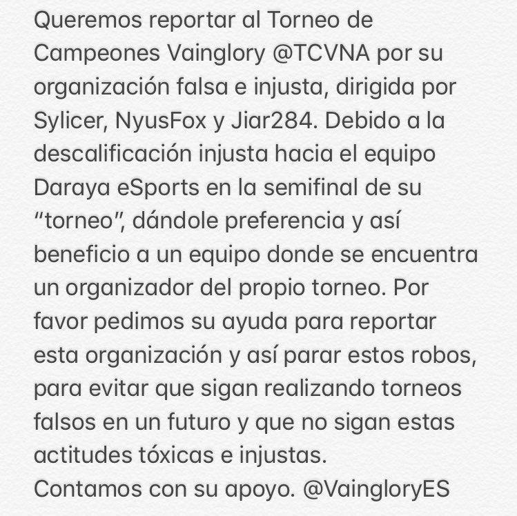 7Darrilk's tweet photo. Comunicado por parte del equipo de Vainglory de @LotosAzules https://t.co/IVxeNkkyJ4