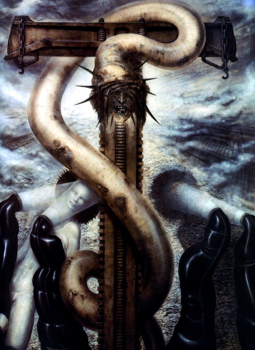 R. J. Crowther Jr. (@rjcrowtherjr) on Twitter photo H.R. Giger's Chidher Grün - The Crucified Serpent, 1975.
#Giger #hrgiger <a href="/GigerArt/">HR Giger</a>
Good Friday <a href="/1carolinagirl/">🔪🔪Jeanne Loves Horror🔪🔪</a> <a href="/SpooksandChills/">Alex Dillon</a> H.R. Giger's Chidher Grün - The Crucified Serpent, 1975.
#Giger #hrgiger <a href="/GigerArt/">HR Giger</a>
Good Friday <a href="/1carolinagirl/">🔪🔪Jeanne Loves Horror🔪🔪</a> <a href="/SpooksandChills/">Alex Dillon</a>