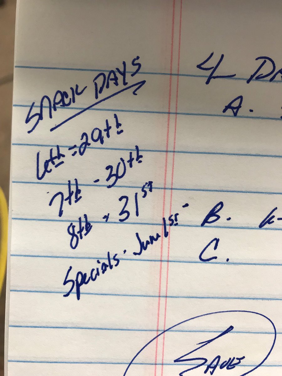 SKwikkel's tweet photo. A little end of year PD planning for #ClearLakeMS Ts. Are snack Days important? Yes. Yes they are. #HappyTsHappyMe! #edchat https://t.co/s7kGlvsrIt