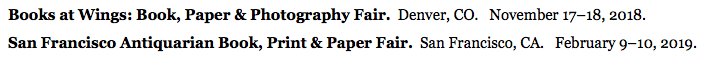 Listings already appearing for our events!  This listing on the popular online Book Source Magazine.  Thanks John Huckans for the post!   Mark YOUR calendars!