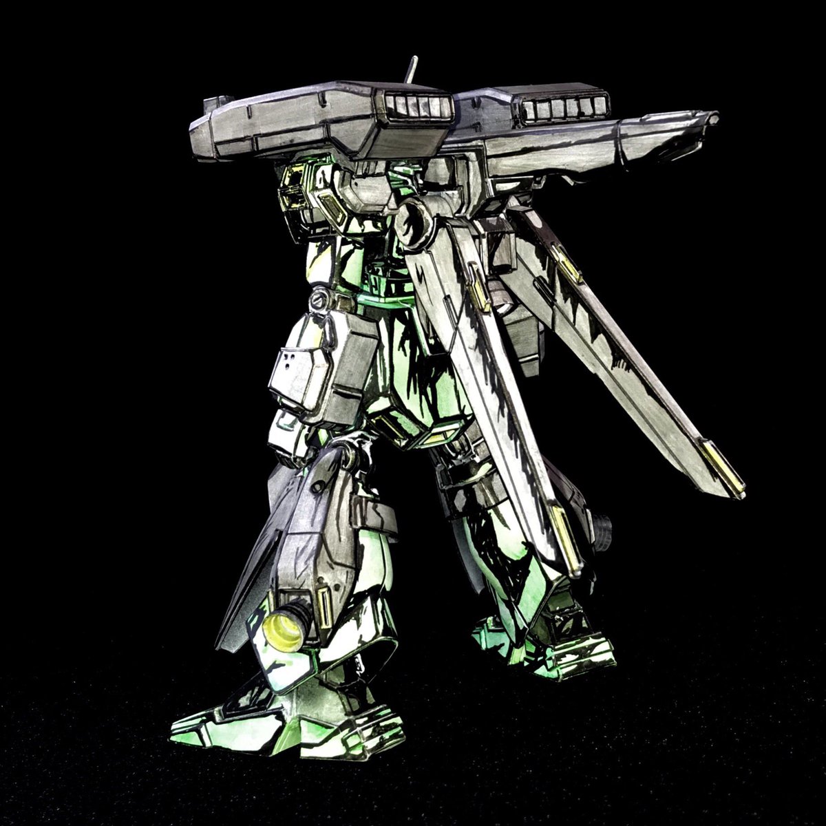 ソネ 出戻り Hguc スタークジェガン完成 撮影完了しました 今回は影の形をいつもよりあらっぽい感じにしてみました 4枚目はパチ組み君と比較です イラスト風模型 ガンプラ 俺のジェガン