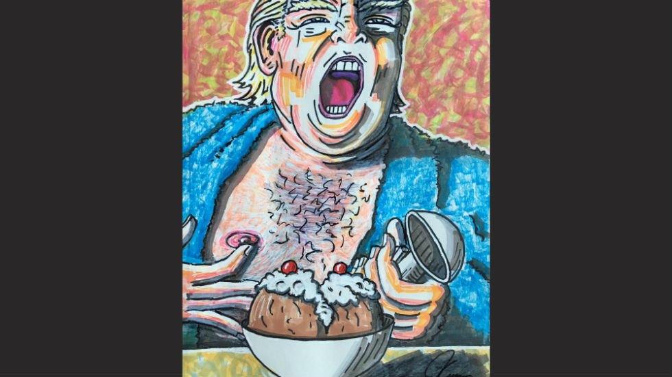 thehill's tweet photo. Jim Carrey draws his submission for Trump's official portrait https://t.co/jGRyDWczCE https://t.co/8xa0MJ2zAe