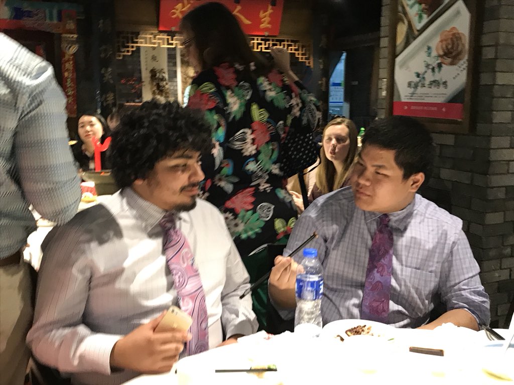 Kevinjoyce1990's tweet photo. On Day 2 at Beijing Royal School. We were able to visit Hanban Headquarters, enjoyed a fabulous lunch of Peking Duck, and celebrated with the company of our BRS friends.#bearsinbeijing https://t.co/aPBBQm2QLa