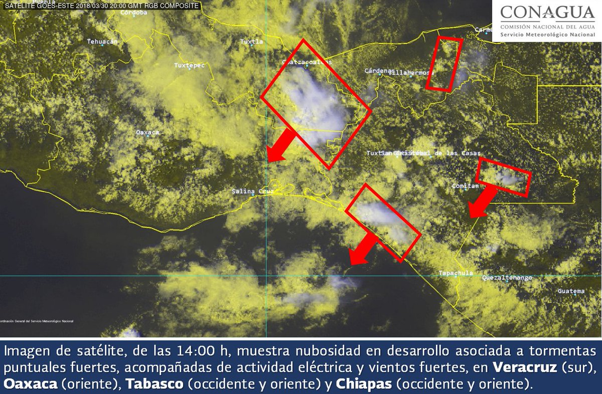 Potencial de #Tormentas fuertes en #Veracruz #Oaxaca #Tabasco y #Chiapas