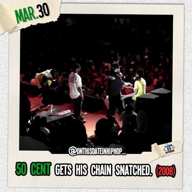 #OnThisDateInHipHop, @50Cent got crafted for his chain while performing in Angola, Africa. The crafty ass robber was turned in by his parents a short time later. One of #50Cent’s few L’s. ・・・ Wanna see what else happened on this date in #HipHop? #GoY… ift.tt/2GXiT1x