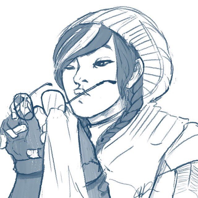 Casually cleaning her glasses making sure what she's seeing is real.