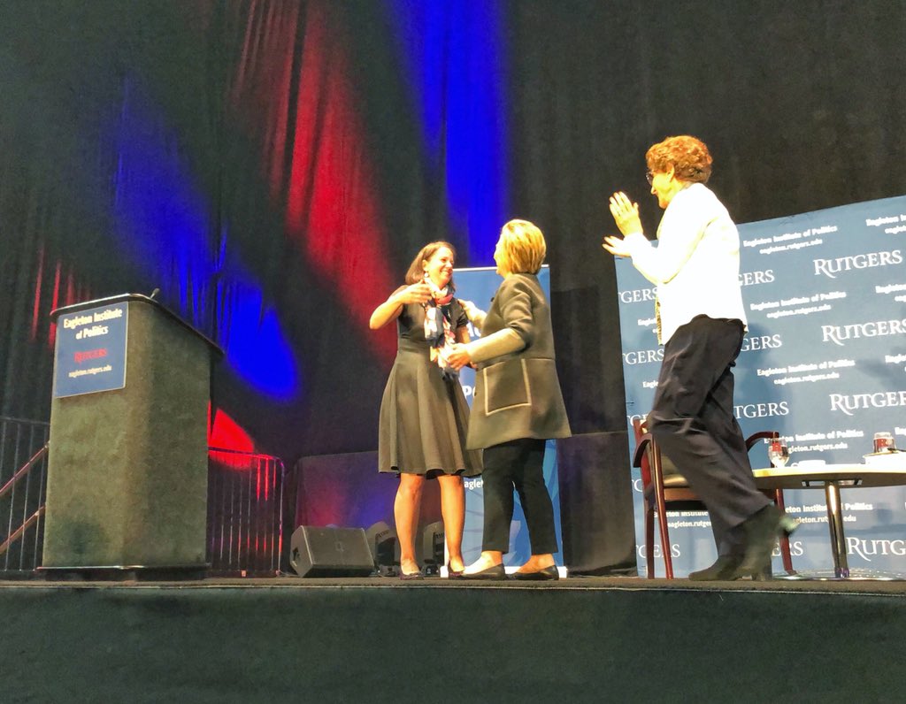 HillaryClinton's tweet photo. A little over 15 years ago a bright young woman walked into my office in the Senate and I hired her to be my scheduler. Yesterday @LValmoro was asked back to her alma mater to introduce me to stage. A proud moment for a grateful boss. https://t.co/WQ9EZWEi7f
