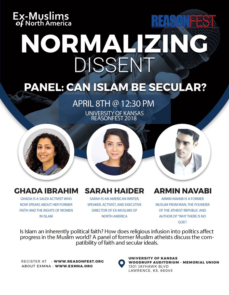 secularjayhawks's tweet image. ReasonFest 2018 is just one week away! We will be hosting experts and academics from the around the world giving presentations on their areas of expertise. The topics range from religion to genomes with everything in between. 

Register for free at: ReasonFest.org