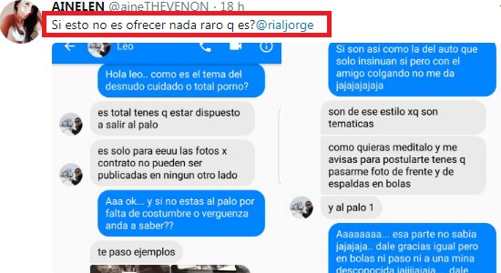 <a href="/aineTHEVENON/">AINELEN</a> : La ex GH mostró capturas de Leo Cohen Arazi donde le pedía a un chico que le enviara fotos desnudo y al “palo”.   ciudadnoticias.com/articulo.php?a…
