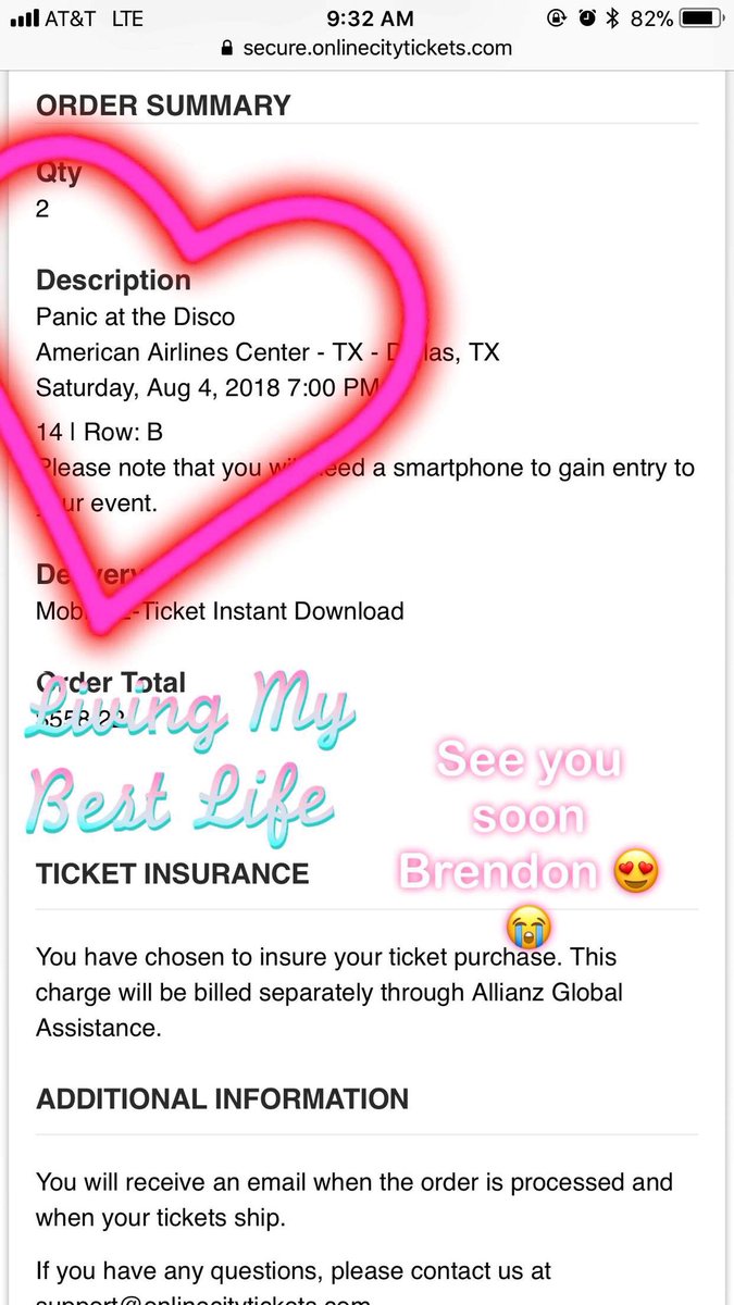 KatyAdams626's tweet photo. I can’t even be low key about how excited i am 🙃💕 #panicatthedisco #PrayForTheWickedTour #PrayForTheWicked #brendonurie @brendonurie @AmandaMF18 https://t.co/pdzqnl5Psu