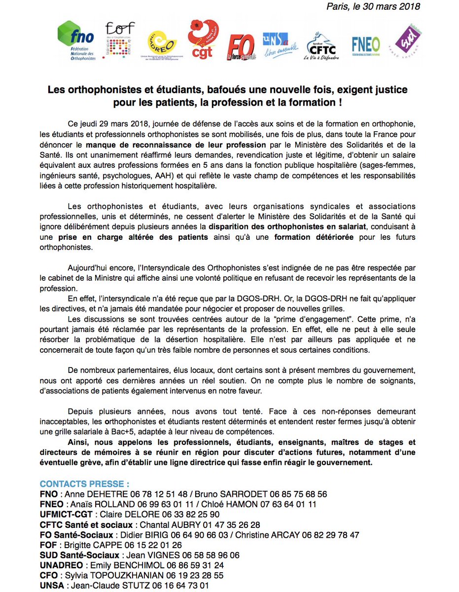 orthophonistes's tweet photo. Les #orthophonistes &amp; étudiants, bafoués une nouvelle fois, exigent justice pour les patients, la profession et la formation et dénoncent le manque de respect à leur égard et à l'égard des patients d @agnesbuzyn  &amp; @CabBuzyn 
@EPhilippePM @EmmanuelMacron 
 https://t.co/yH5DkDoSoF https://t.co/JdC0gTi20g