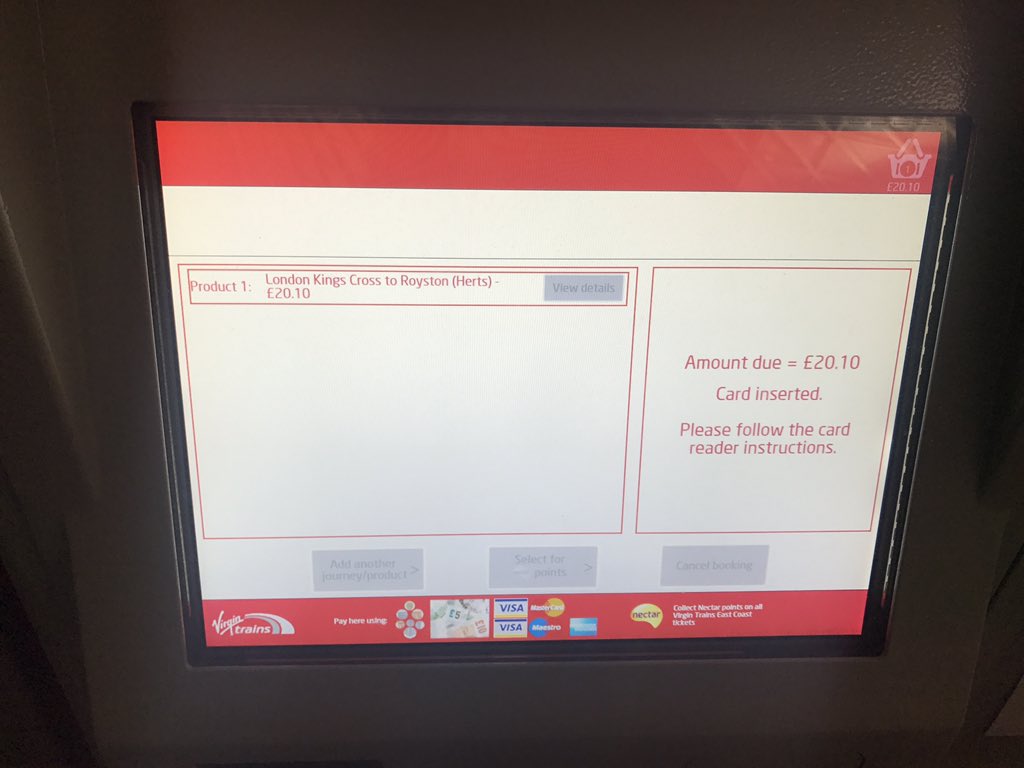 LizzieJones_PR's tweet photo. @Virgin_TrainsEC machine at Kings X froze after I paid without printing my tickets. How do I get my money back? https://t.co/snNzmeuiab