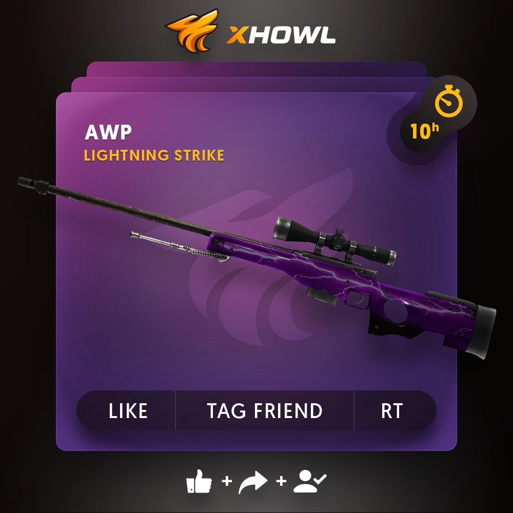 xhowlcom's tweet photo. 🍀 AWP Lightning Strike #Giveaway:
☘️ CLICK https://t.co/ImBbzTzR4m                                                         
🌿 Like + RT + Follow us @xhowlcom
🌱 Tag your friend

🏆A winner in 10h!
#csgo #csgoskins #dragonlore #csgoknife #csgodlore https://t.co/1zwsRb2C12