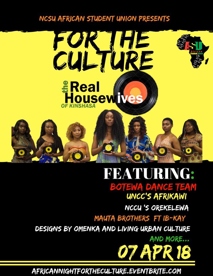 NCSUASU's tweet photo. We have a great show coming for you this African Night so make sure to get your tickets now! https://t.co/vIOTivMSFh