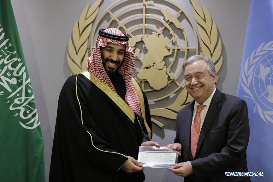 HillelNeuer's tweet photo. I'm sure Saudi Crown Prince's $930 million check to @UN on Tuesday has no relation to Saudi Arabia winning election to both the UN's Human Rights Council &amp; its Commission on the Status of Women, and to never having been condemned once ever by any UN resolution. https://t.co/TyRBFPv0LP