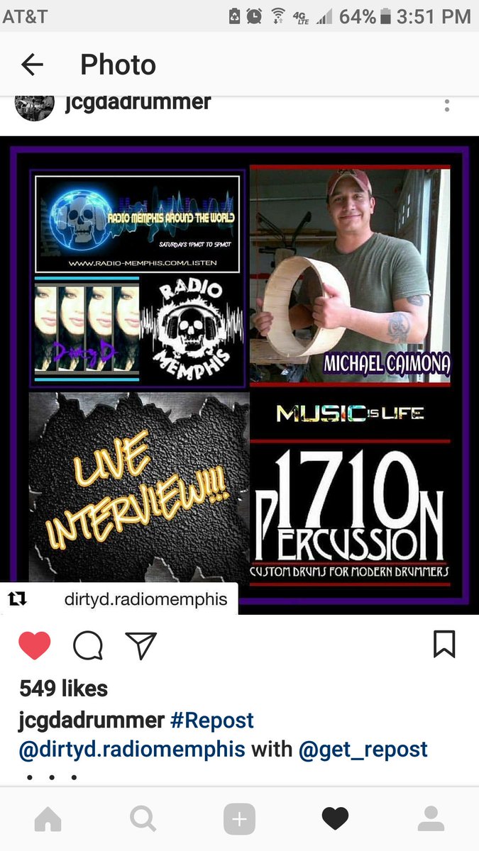 #RADIOMEMPHIS #Aroundtheworld #SAT #MAR31 2:30pmEDT/ 1:30pmCDT radio-memphis.com #live PHONE INTERVIEW with Michael Caimona #founder  <a href="/1710Percussion/">1710 Percussion</a> DON'T MISS THIS! #drums #gear #custom #radioshow #dirtyd