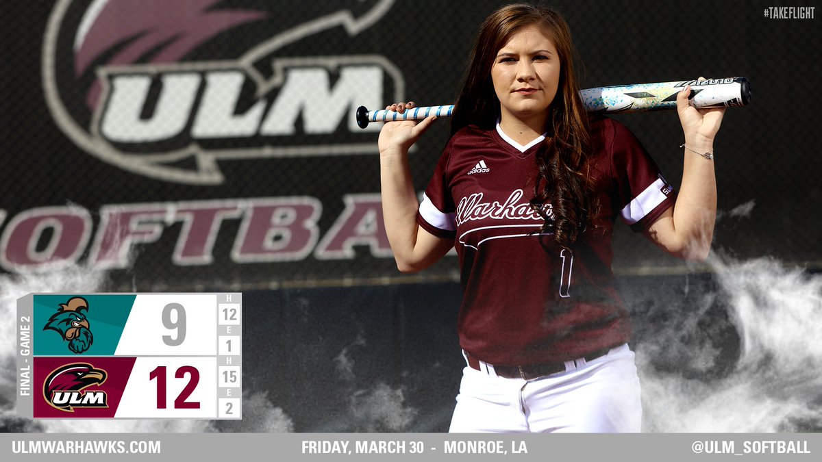 ULM_Softball's tweet photo. 🚨 WALK OFF GRANDSLAM 🚨
@cheyanne_lyon1 puts the Hawks on top 12-9 as they take down Coastal Carolina and claim the series over CCU! Game three is slated for tomorrow at 12PM. Visit https://t.co/TmUTGxSCR9 for full box score and post game coverage! #TalonsOut https://t.co/LtjF6kQhLr