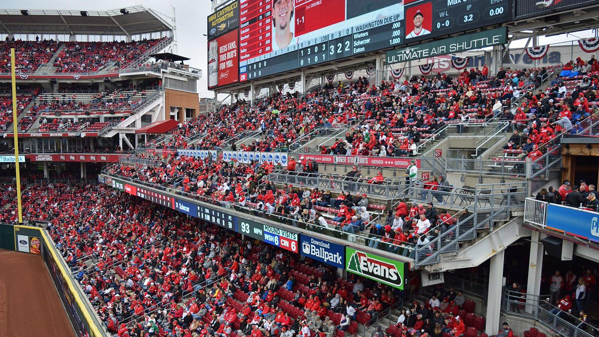 Reds's tweet image. Today's attendance: 4️⃣3️⃣8️⃣7️⃣8️⃣

It's the largest regular season crowd in Great American Ball Park history, breaking the record set on #RedsOpeningDay in 2017.