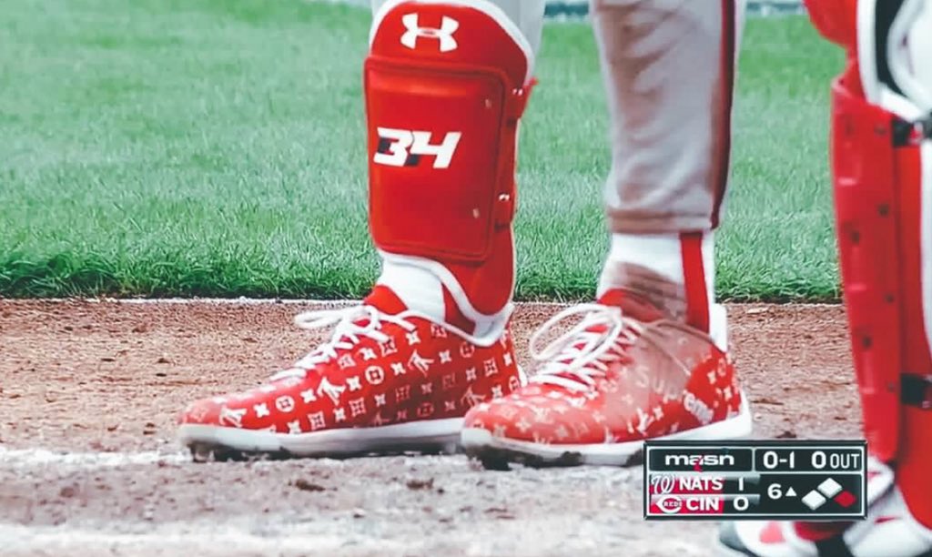 Darren Rovell on X: Bryce Harper's Louis Vuitton x Supreme cleats (📷 by  @starting9). Amazing that Nike & Under Armour let their top guys wear  Supreme logos at this point. Brand has