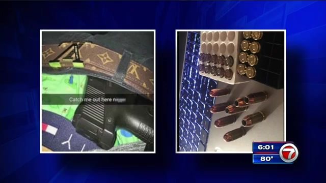 wsvn's tweet photo. Stoneman Douglas 10th-grader's Snapchat photos show apparent threats against fellow student https://t.co/SRdVLLijxn https://t.co/iwQFjHLu2I
