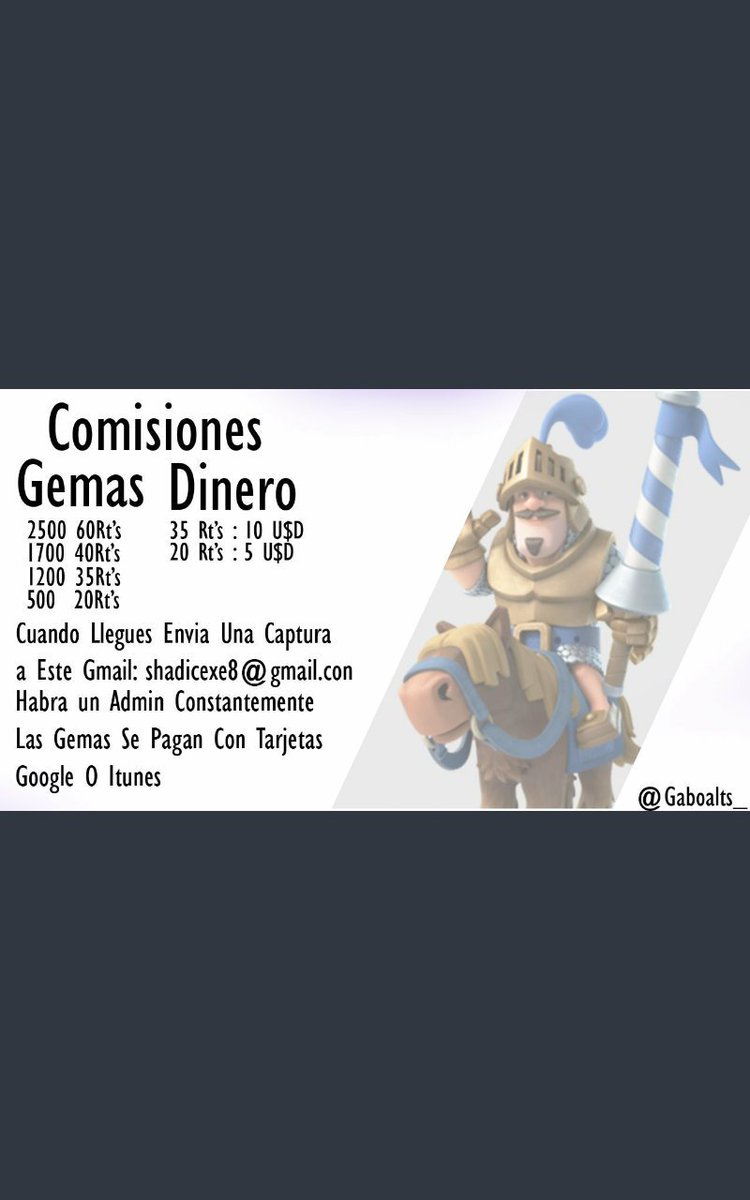 ckingmaster's tweet photo. Necesito que me ayudéis con algunos Rt's para ganar gemas gratis por parte de:@GaboAlts_ ¡Gracias de antemano! @Alfon2604cr @CremaCatalanaCR https://t.co/c8r3XJ9Ty8