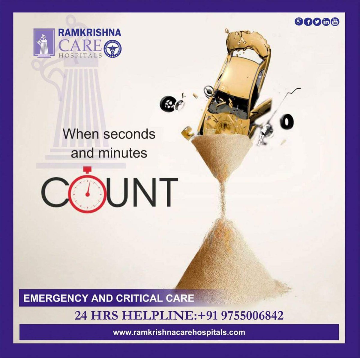 For patients suffering from critical situations we provide advanced emergency care. The staff of most qualified emergency doctors takes  extra care of patients. The acutely ill patients gets immediate care at emergency rooms
#EmergencyAndCriticalCare
#RamkrishnaCare #ER #Raipur