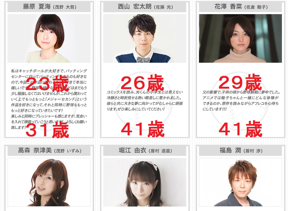 どんけつ 低けつ圧 V Twitter ４月から メジャーセカンド のアニメやるんだーと思ってｈｐのキャスト観てたけど 堀江由衣さんって実は不老不死なのでは T Co Uputyb6sr1 Twitter