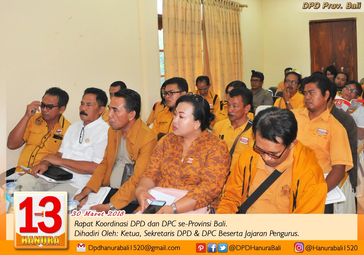 DPDHanuraBali's tweet photo. 30 Maret 2018.
Rapat Koordinasi Dewan Pimpinan Daerah &amp; Dewan Pimpinan Cabang se-Provinsi Bali, terkait hasil RAPIMDA 2018.
.
Bersama Ketua, Sekretaris DPD &amp; DPC beserta jajaran pengurus.
#13angkitjayamenang #HANURA #13angkithanura #hanura13angkit #Bali #Dpdhanura #Indonesia https://t.co/stfPczB08H