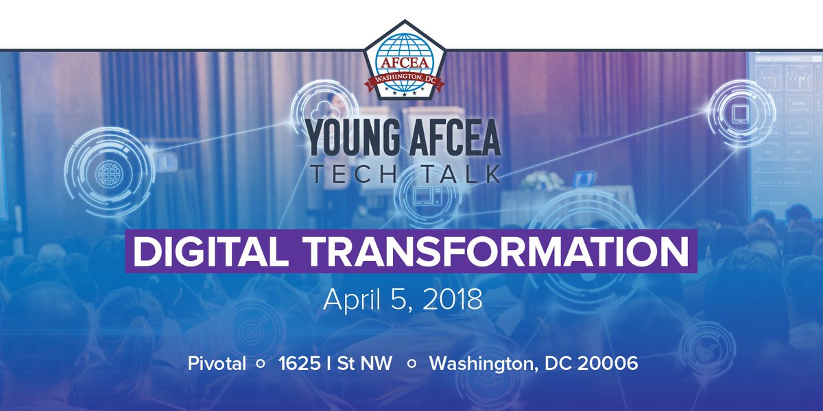 AFCEADC's tweet photo. Get straight talk on digital transformation at @DCyoungAFCEA April Tech Talk, featuring DOD's John Bergin, USMC's Kenneth Bible, and @pivotallabs Keith Salisbury. Register now! https://t.co/Wokloupplh #YACTechTalk #techtalk #digitaltransformation https://t.co/lrAk9LRSo3