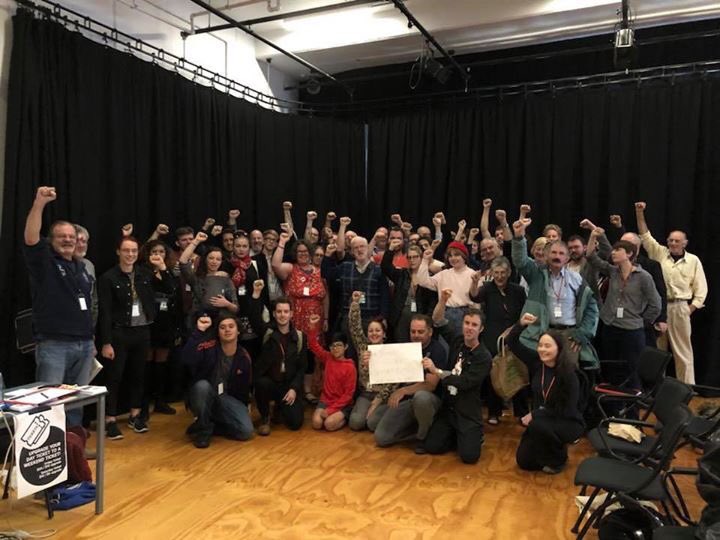 marxism_conf's tweet photo. #marxism18 supports Qube wharfies. MUA, here to stay! #mua #HereToStay #qube #webbdock https://t.co/Y2gegT13H2