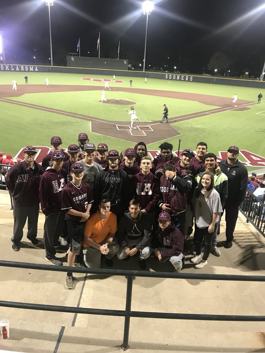 adacougarbsb's tweet photo. After a win today 11-4 over Bridge Creek we get to see some @OU_Baseball. Thanks to everyone who made this possible. #Earnit #blessed https://t.co/EVtcsRW1NO