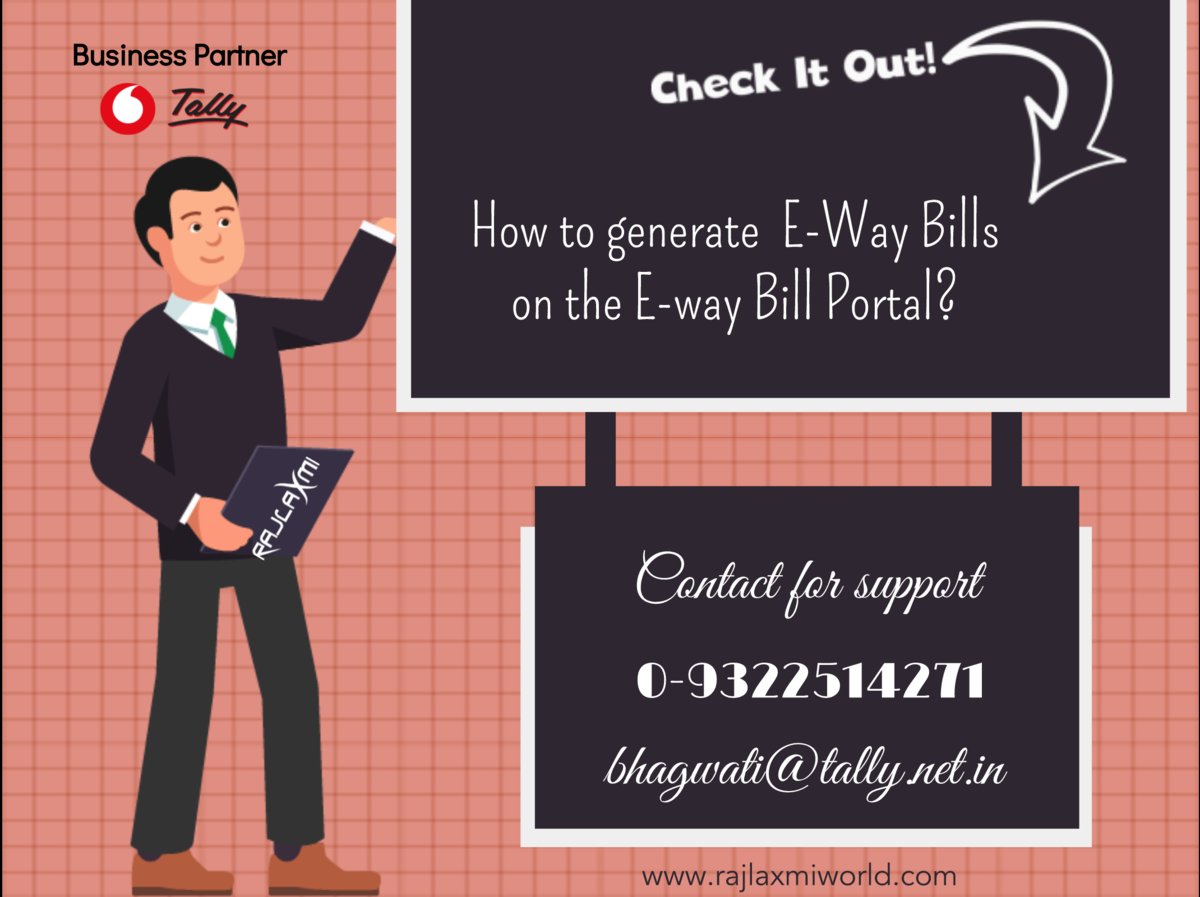 'How to Generate E-Way Bills on the E-way Bill Portal?    lnk.al/6dhM'

#rajlaxmisolutions #rajlaxmiworld #tally #tallysolutions #tallypartner #tallysupport #certifiedtallypartner #mar2018 #GST #ewaybill #software #tax  #vodafonepartner