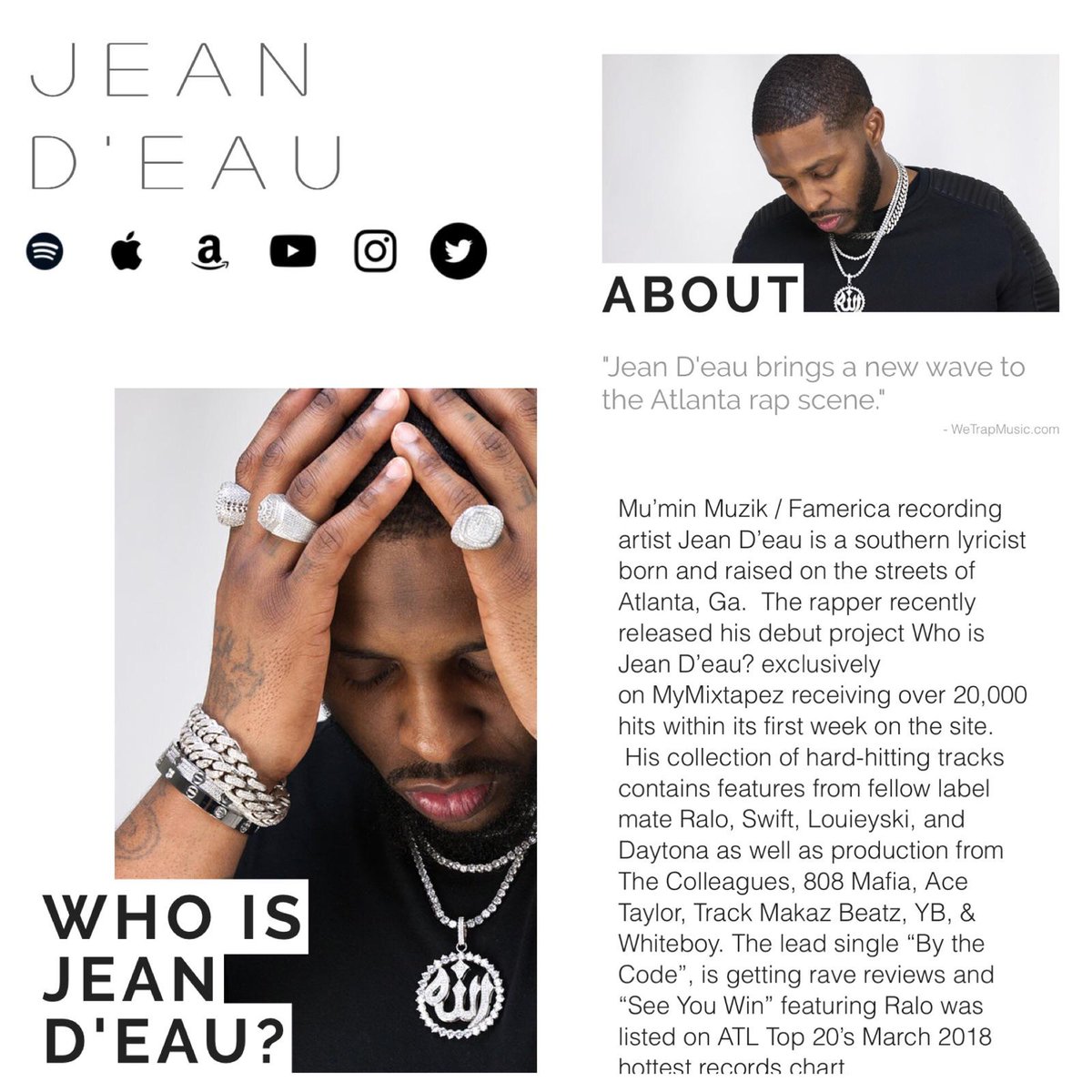 PinkSugarAtlVIP's tweet photo. Who Is Jean D’eau?  #Mu’MinMuzik #FamericaRecords Log on to https://t.co/uImoF0AUZB &amp; FOLLOW @Famerica_JeanDeau  🎶Jean D'eau - "By The Code" prod. by @ybonthetrack https://t.co/LPPBHJ8smd