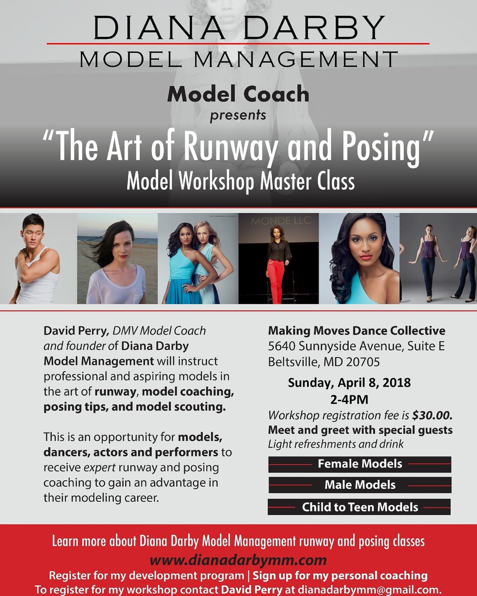 DianaDarbyMgmt's tweet image. #dianadarbymodelmgmt #modelworkshop 
Sunday, April 8
2-4pm
@MakingMovesDC

dianadarbymm.com for registration