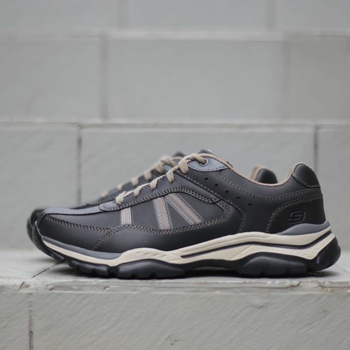 This leather upper in a lace up sporty sneaker makes your style be classically casual and comfortable. #SkechersRelaxedFit
