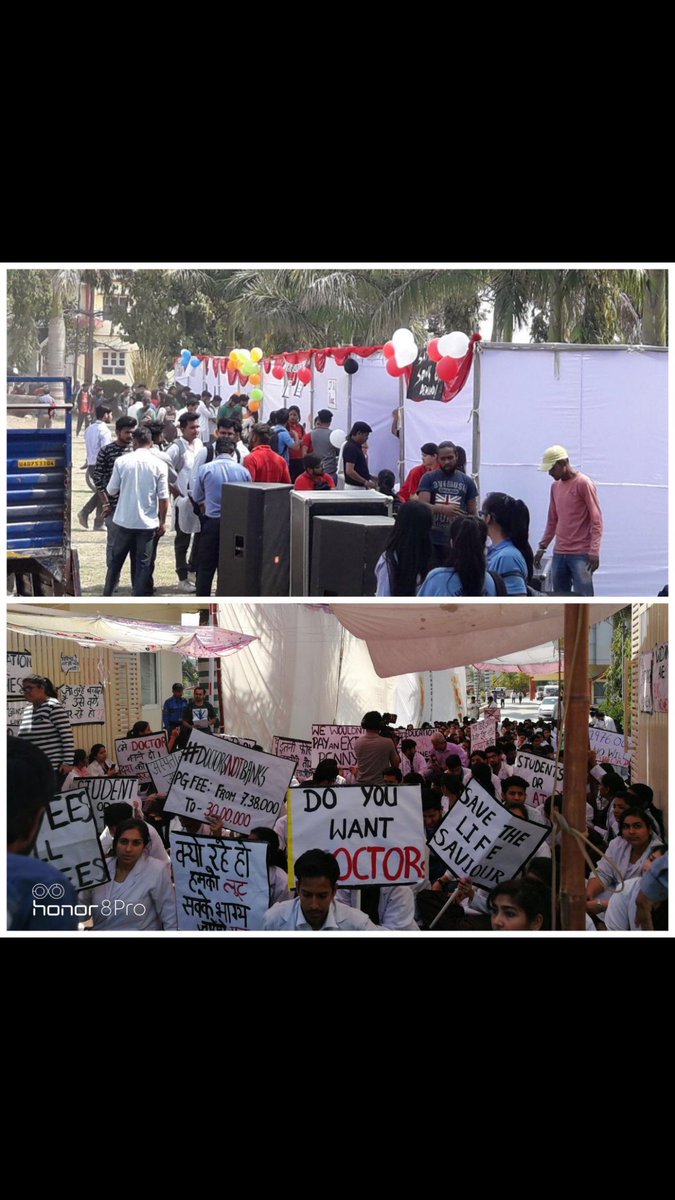 Pragati2126's tweet photo. "Help us save the saviours" V d students of Sgrr medical colg are on strike for the last 110 hrs and still our management does not care about our efforts &amp; our health. Meanwhile the mngmnt is busy in celebrating their founders day function. #doctorsnotbanks https://t.co/aFeJzUKbwk