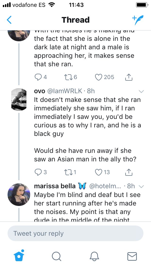 Sean23AO's tweet photo. @IamWRLK @hotelmarissa @EraOfDZ @KundainasheB @realest_lk “It doesn’t make sense that she ran immediately” moments later “The vid doesn’t show when the lady started running”  😂Regardless of colour, every lady should be aware of potential situations where they seem vulnerable. She had every right to run. https://t.co/izqRHTTjeo