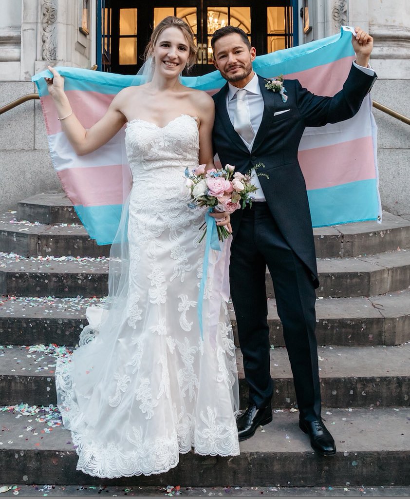 Amazingly lucky that on this #TransDayOfVisibility I am able to be out and proud with my husband @JakeGraf1! We want the world to know that it’s perfectly possible to be #transgender and #happy! ❤️👰🏼🤵🏻❤️