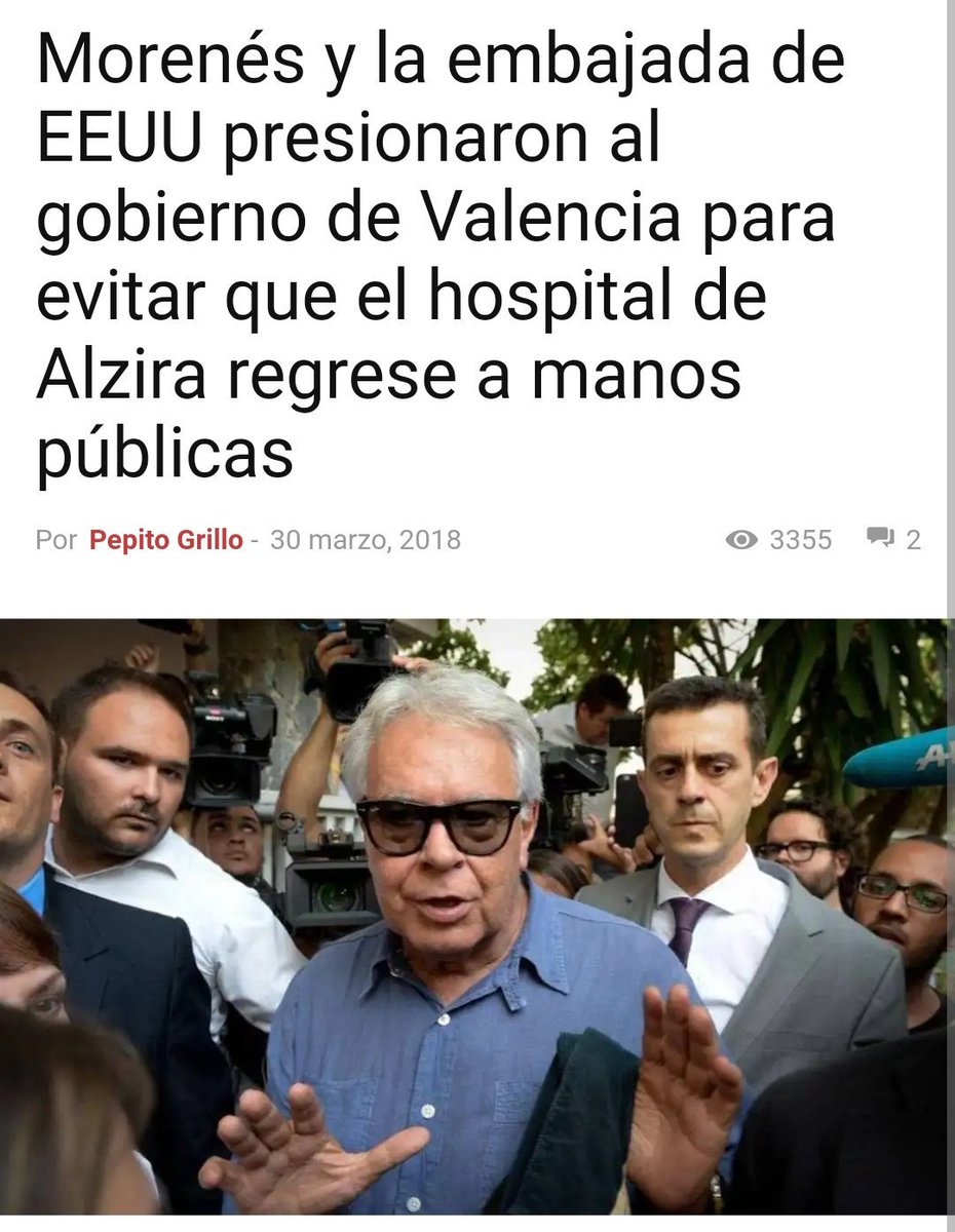 '#PorUnaSemanaLaica: 'El hospital de #Alzira vuelve a ser público: cae el símbolo del modelo de la privatización sanitaria del #PP'
#RiveraSalud👎👎
#SemanaSanta
'#Venezuela?? Pero si la vergüenza del mundo es la #España de #Rajoy m.eldiario.es/_2d03d044 vía @eldiariocv'