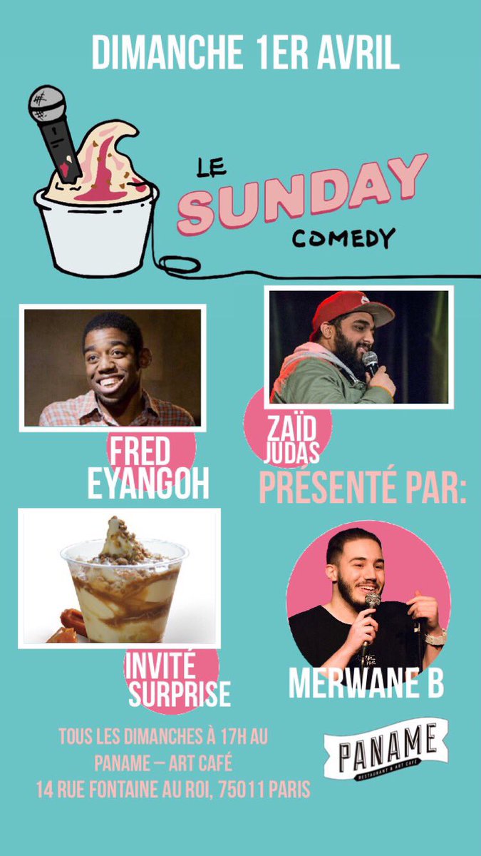LeSundayComedy's tweet photo. Ce dimanche comme tous les dimanches c’est SUNDAY COMEDY! Réserve ici: https://t.co/qncAry0vIo https://t.co/pgAh6KmL2P