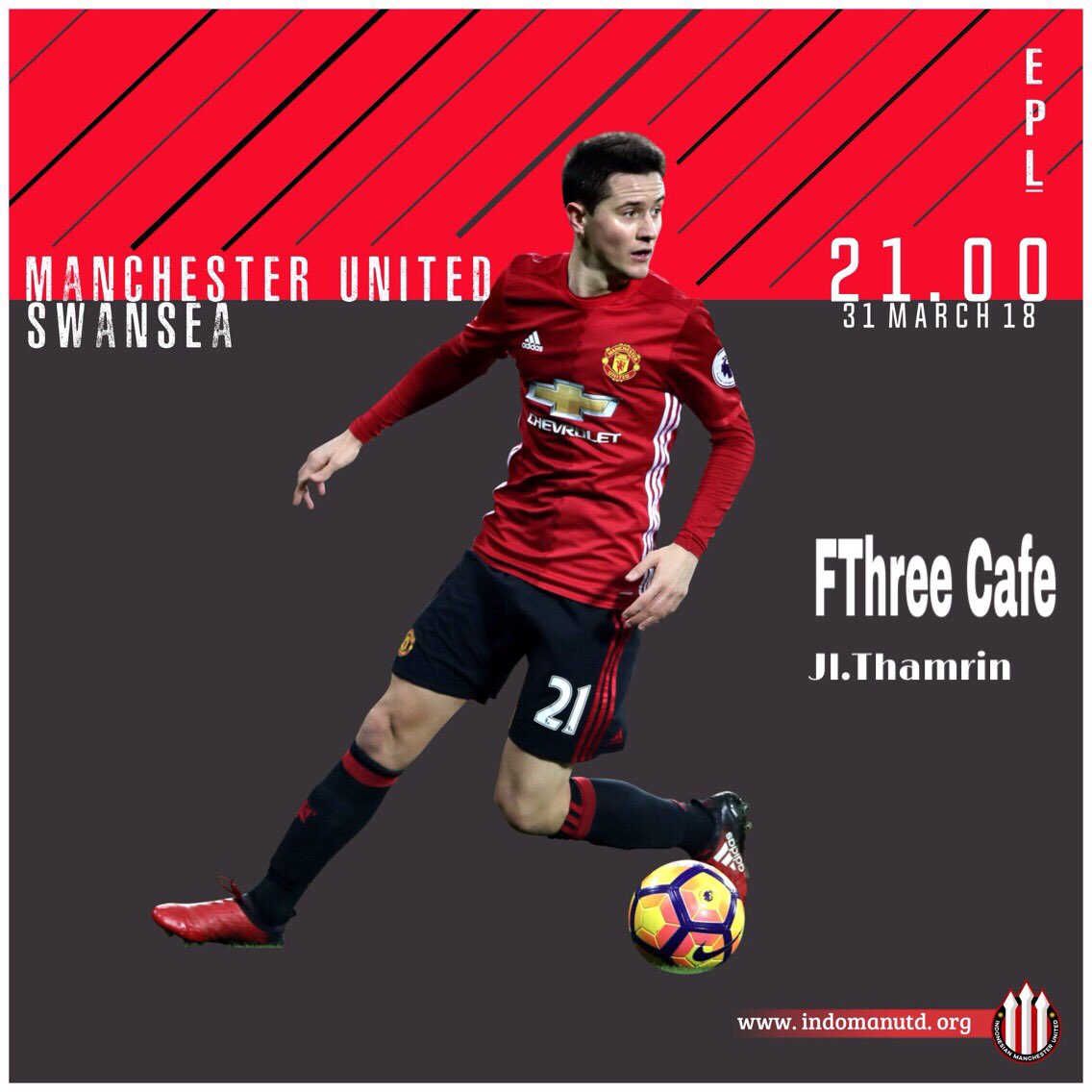 NONTON BOLA SERU BARENG INDOMANUTD
United vs Swansea
Malam ini.
Open Gate: 19:30
At FThree Cafe 
Jalan thamrin tebingtinggi
