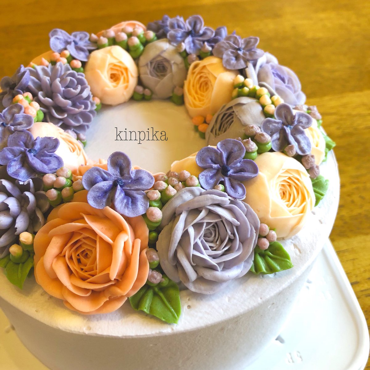 きん Miyajima V Twitter 紫とピンクのリースケーキ シックな色だけど 小花を散らすと可愛らしい フラワーケーキ 安曇野